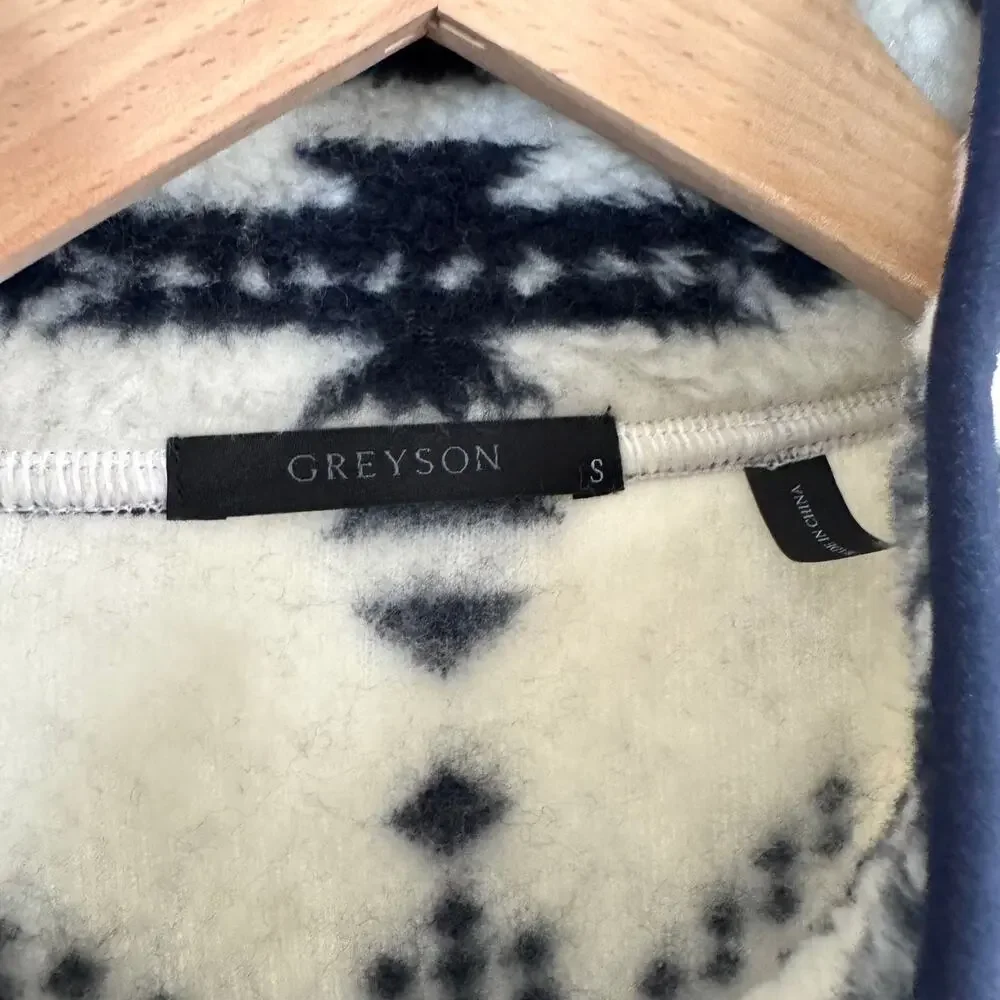 Greyson Grand Teton Sherpa Half Zip Jacket Small NEW Aztec Navy Fleece Pullover